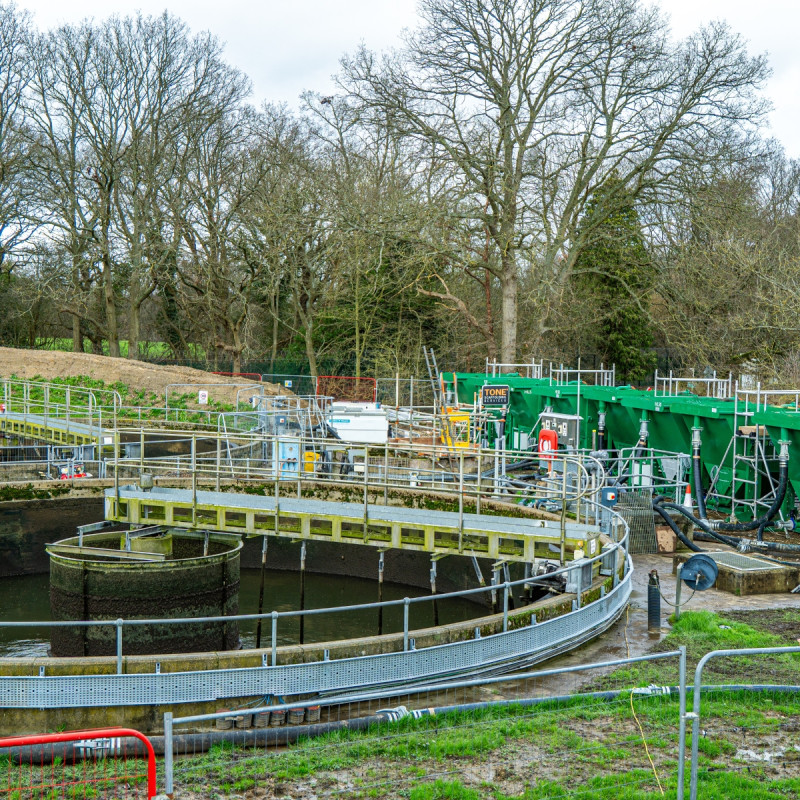 Settlement tanks at water treatment works