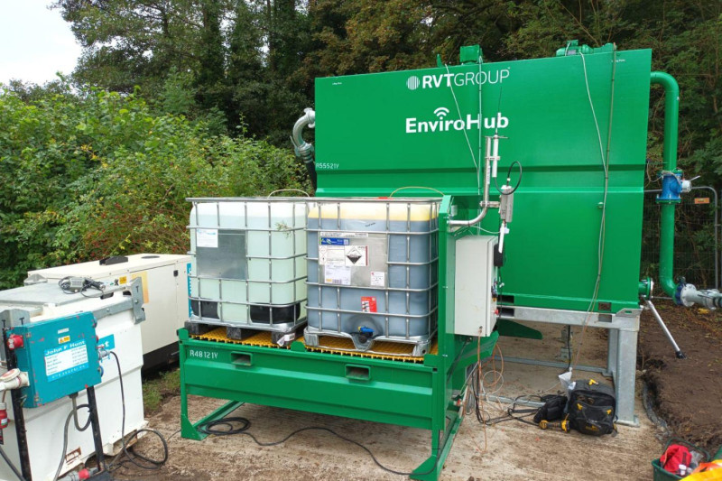 EnviroHub-TU02-dosing-skid-and-treatment-tank-set-up-ready-to-provide-automatic-chemical-dosing-for-contaminated-water