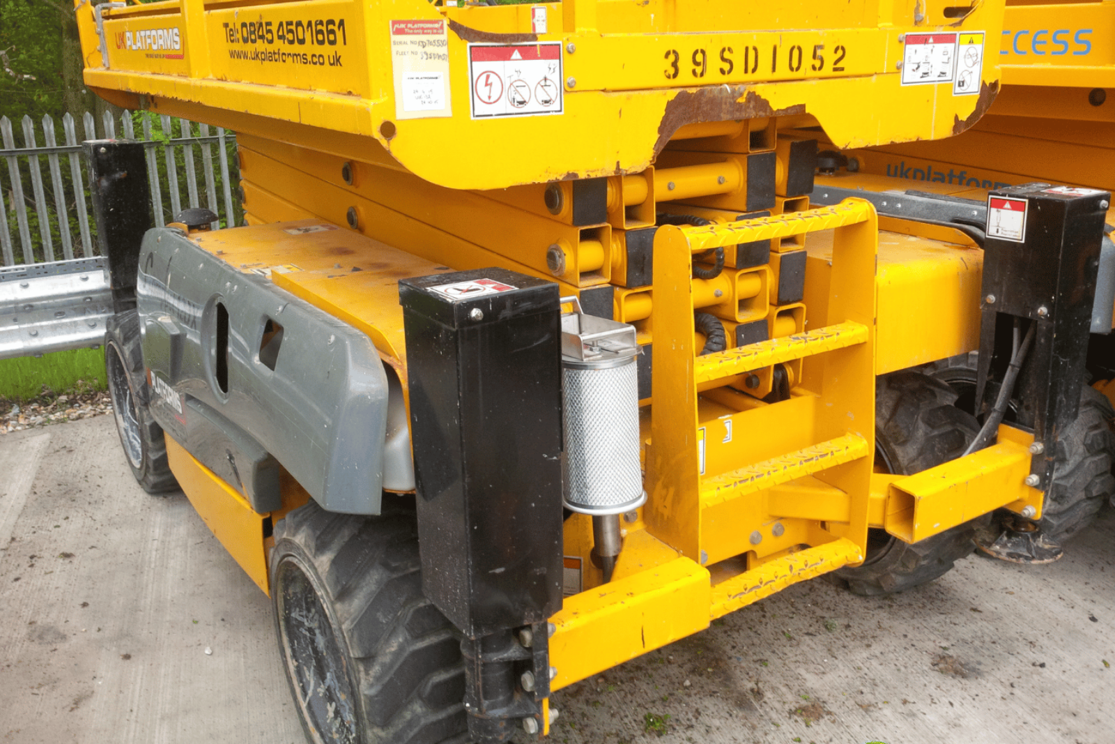 Ravex Diesel Filter Kit M30 secured on the rear of a cherry picker