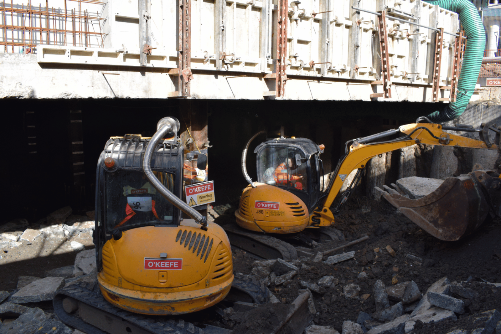 Ravex Diesel Filter Kit M60 kits on two excavators during top-down basement construction