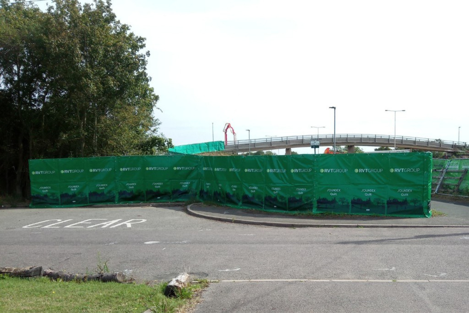 Soundex Acoustic Quilt lining a live public footbridge whilst highway works take place nearby