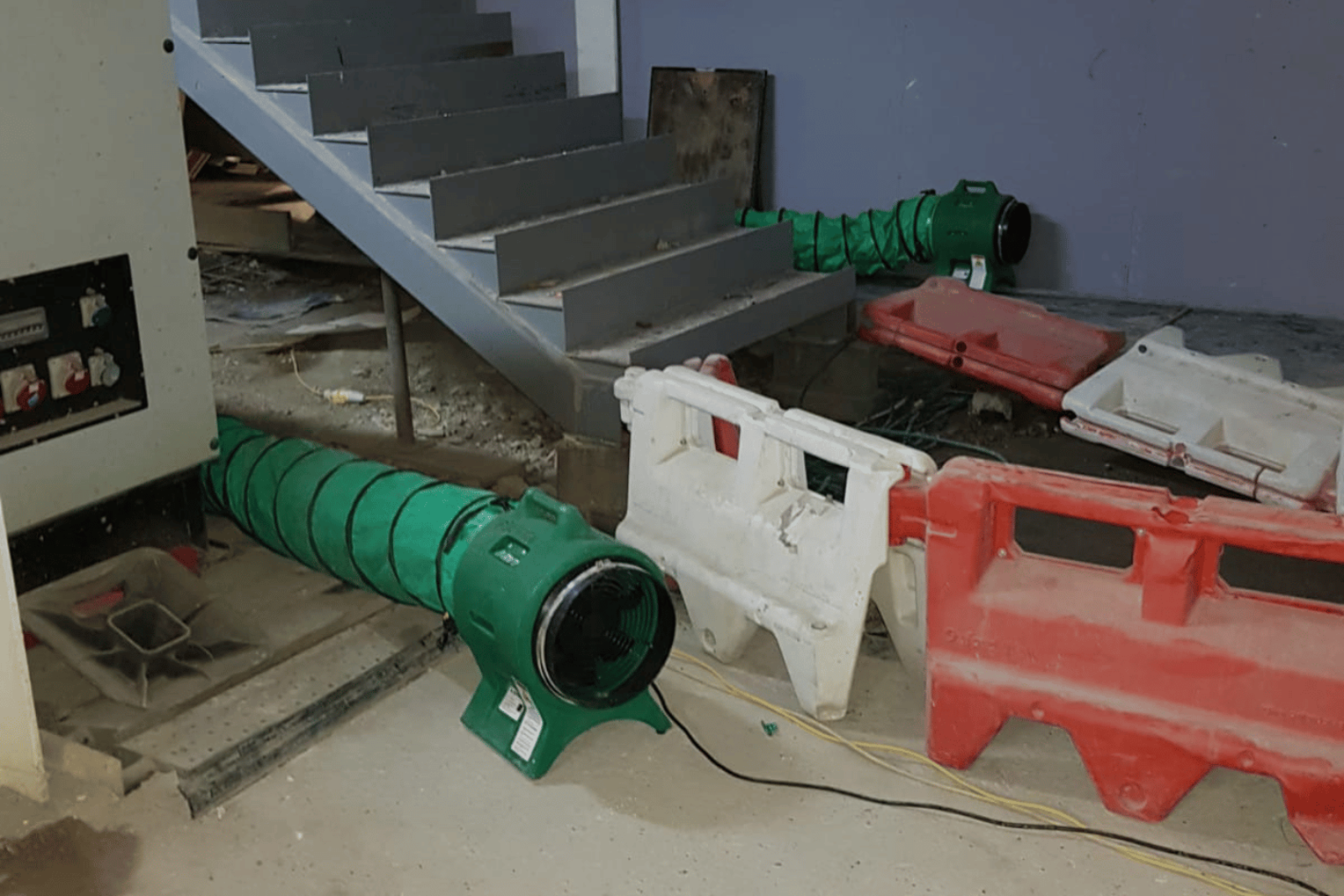 Two Climex Air Distribution Kits either side at the bottom of the staircase