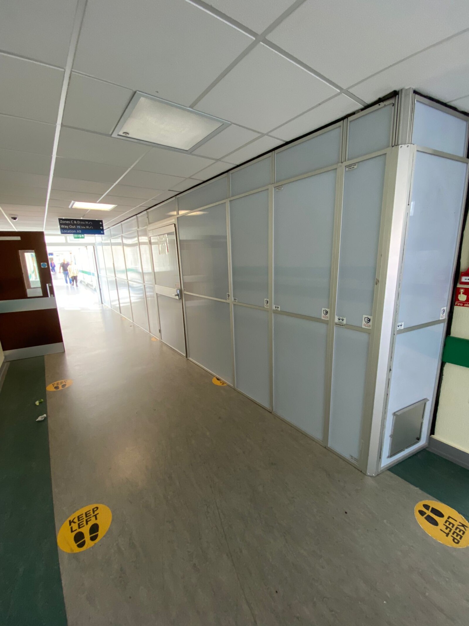 Dustex Aire Guardian separating the work area with live areas at Airedael Hospital