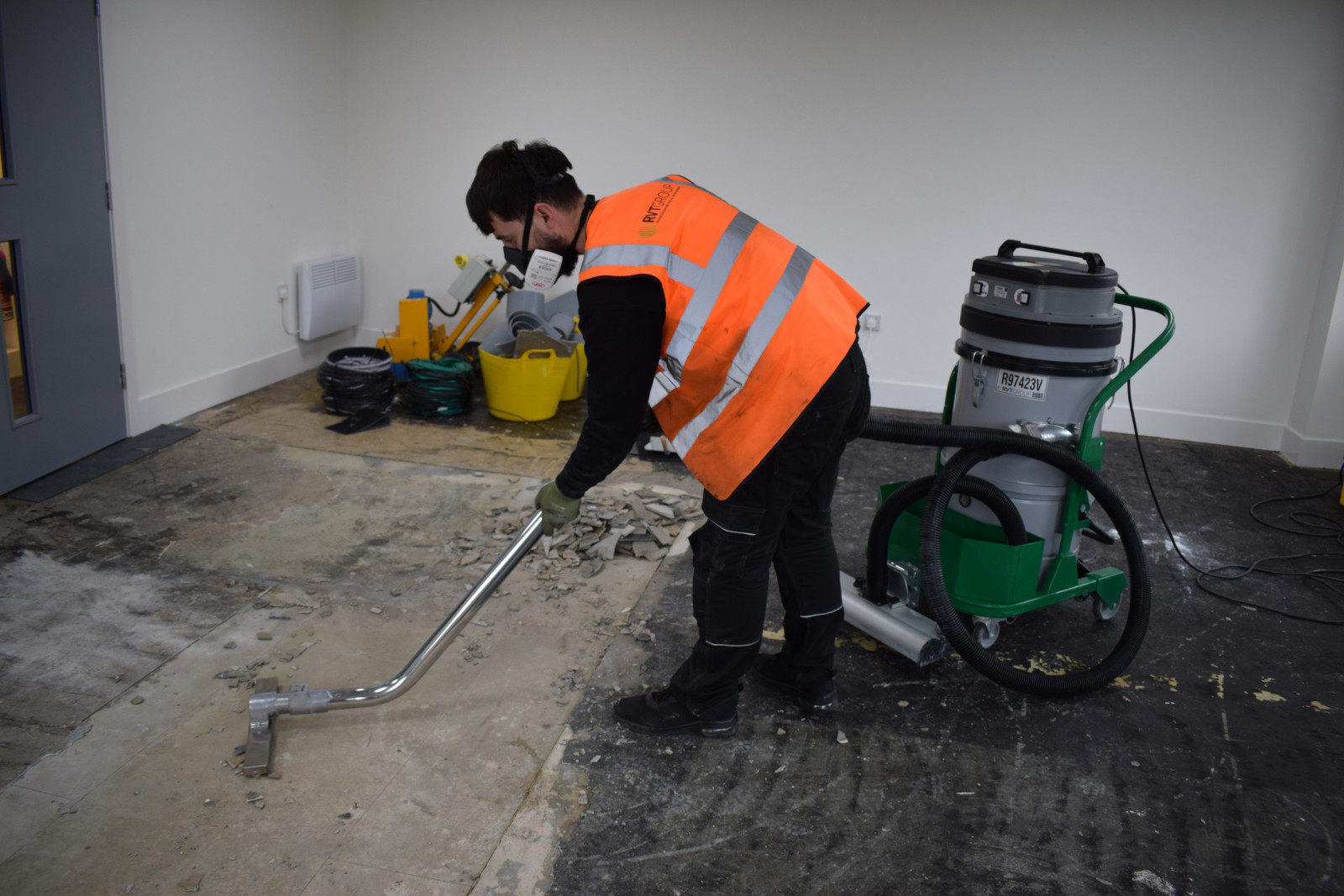 Dustex B2 vacuum with attachment in use during office refurb works
