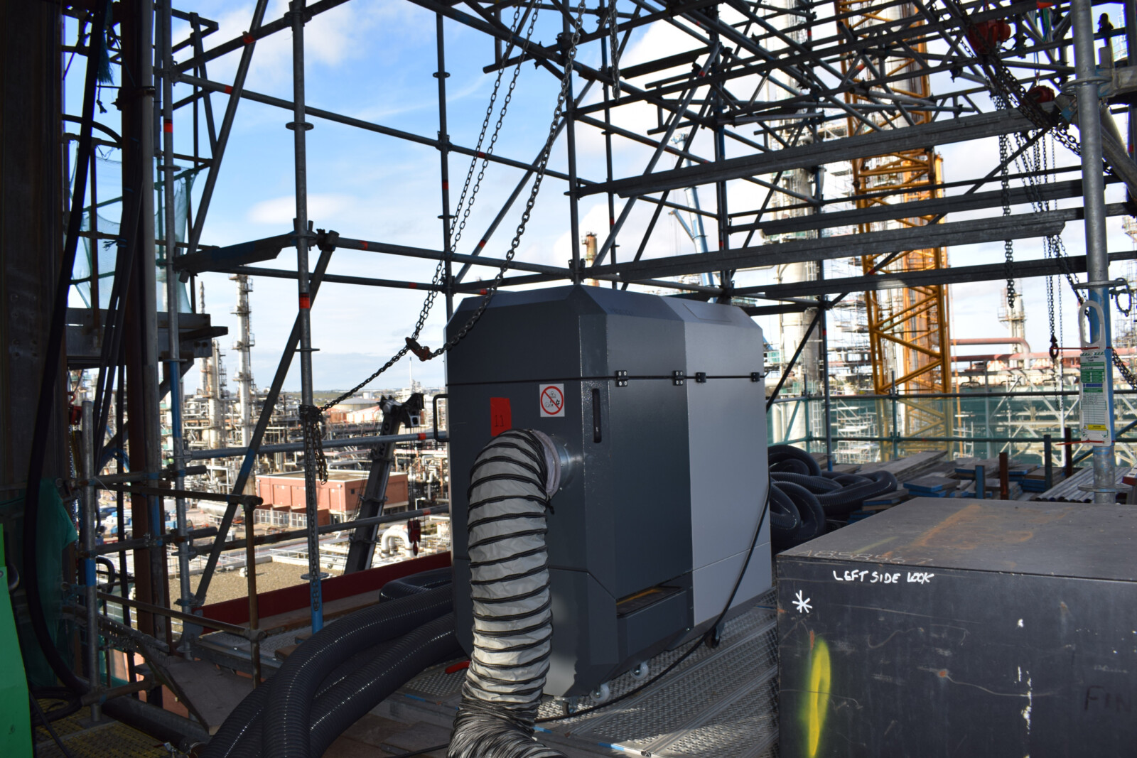 Dustex D4 dust extraction unit in use at Essar Stanlow Oil Refinery