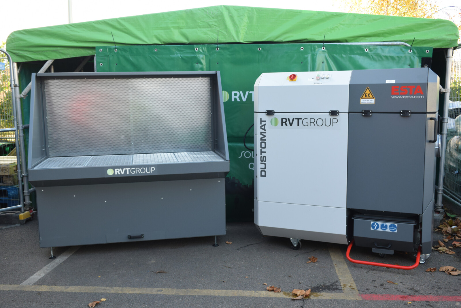 Dustex Downdraft bench and dustex d4 dust extraction units side by side