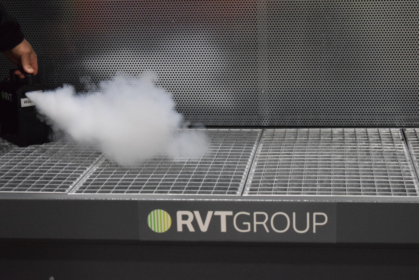 Dustex Downdraft bench undergoing smoke testing