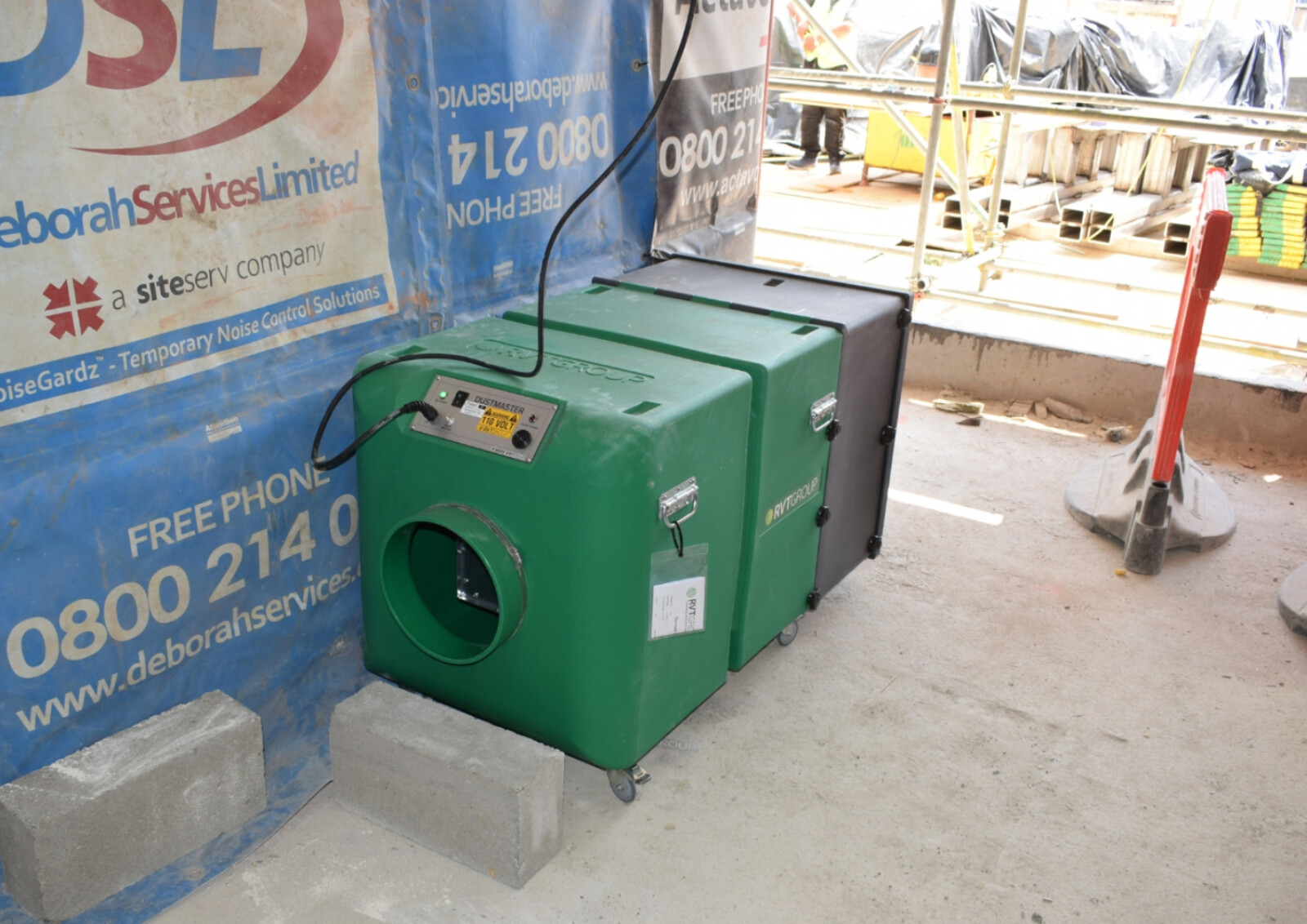 Dustex DustMaster Pro ready to extract dust on a live construction site