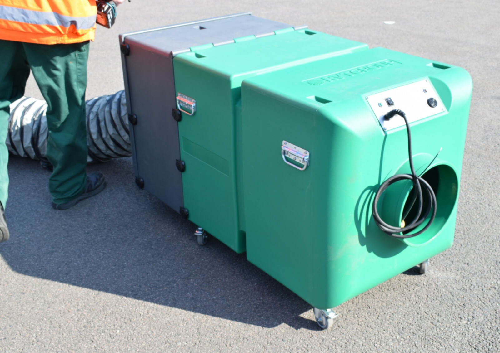 Dustex DustMaster Pro unit being set up ready for dust extraction