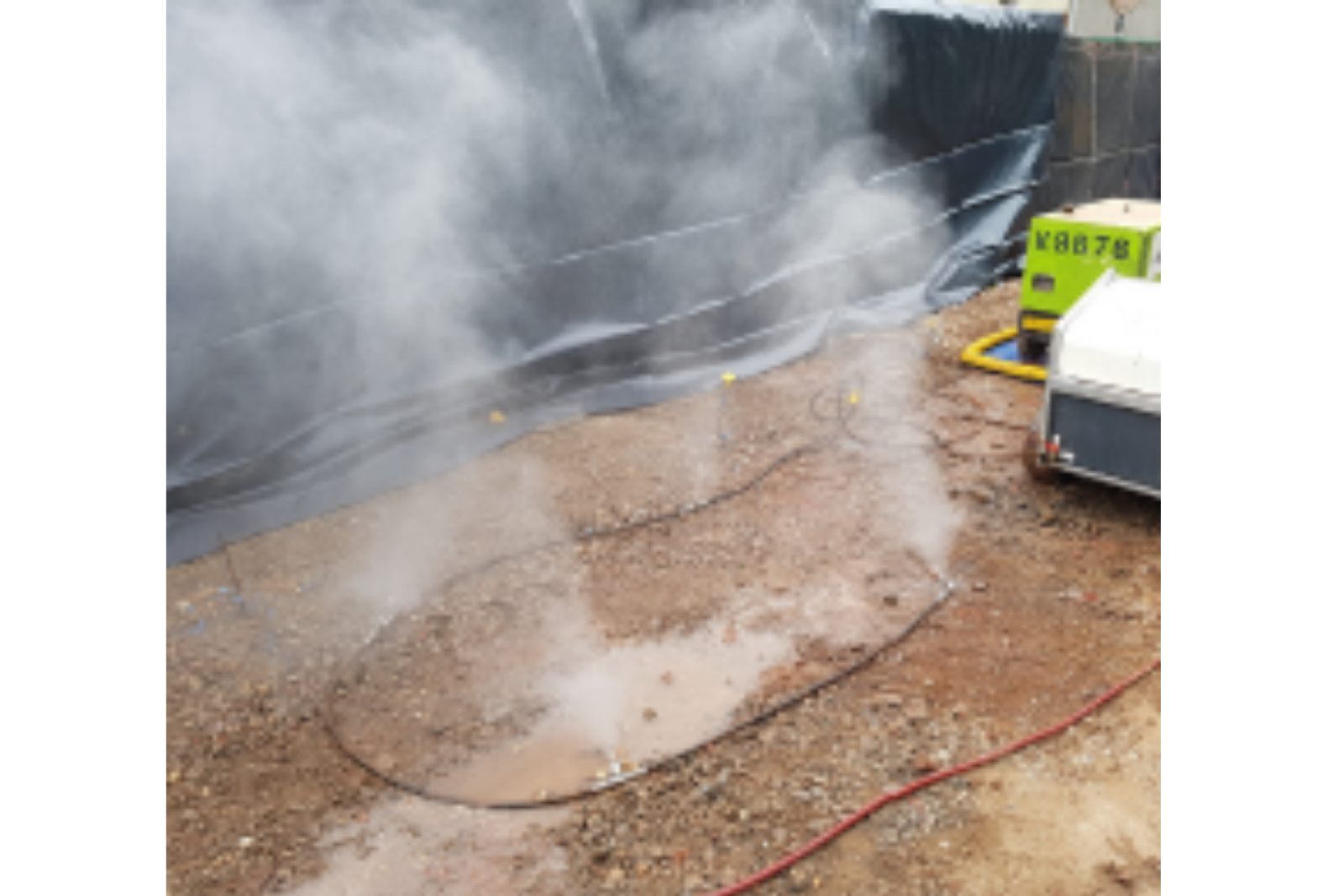 Dustex Hydramist 10 water line dampening dry ground and reducing dust during summer months