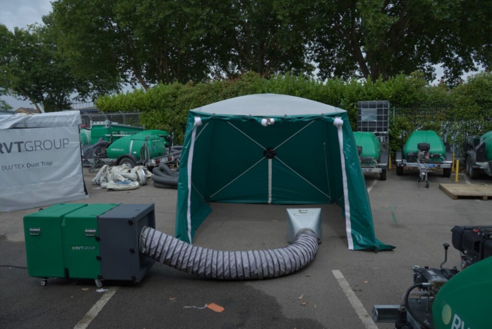 Dustex pop-up tent dust enclosure set up for demonstration