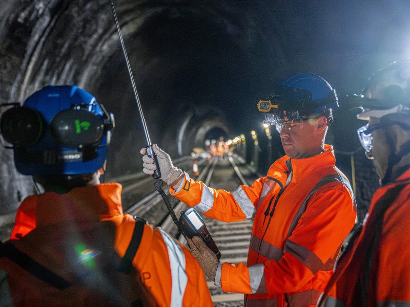 Vince Crane on site measuring gas levels inside a railway tunnel