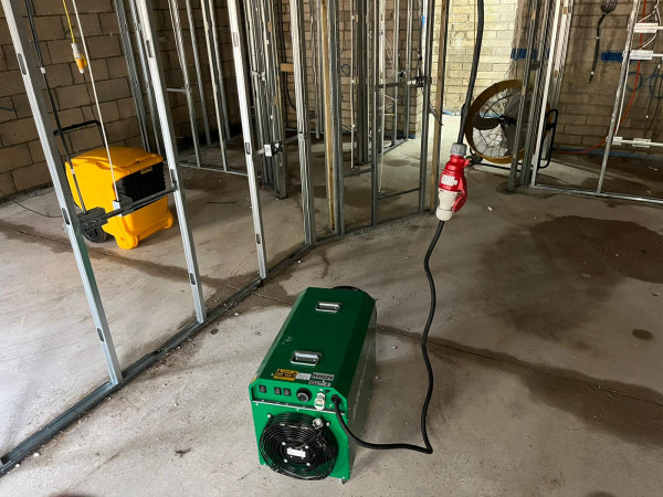 Electric fan heater construction site