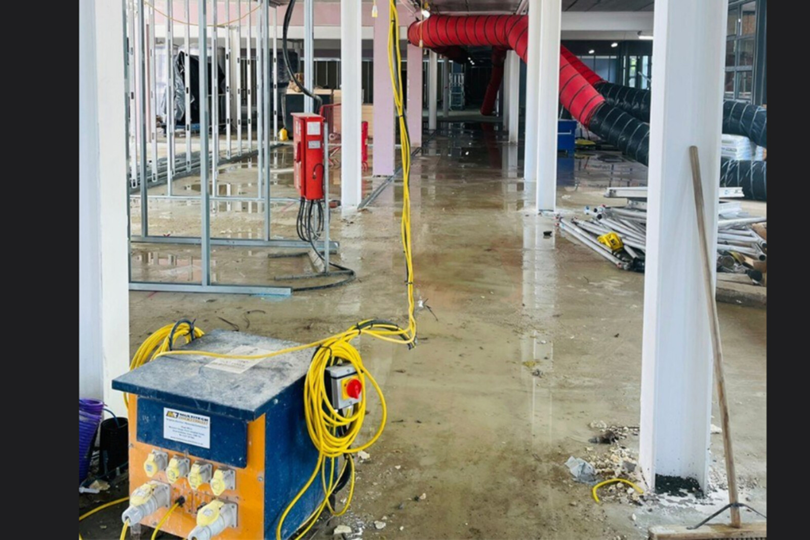 A transformer supplying power inside a damp building shell 1