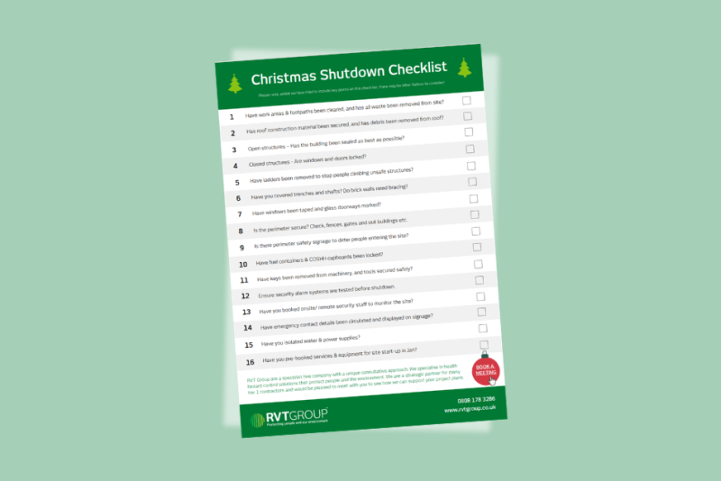 Construction Christmas Shutdown Checklist
