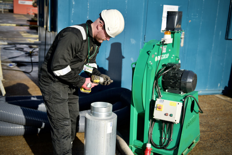 Setting up equipment at Falmouth