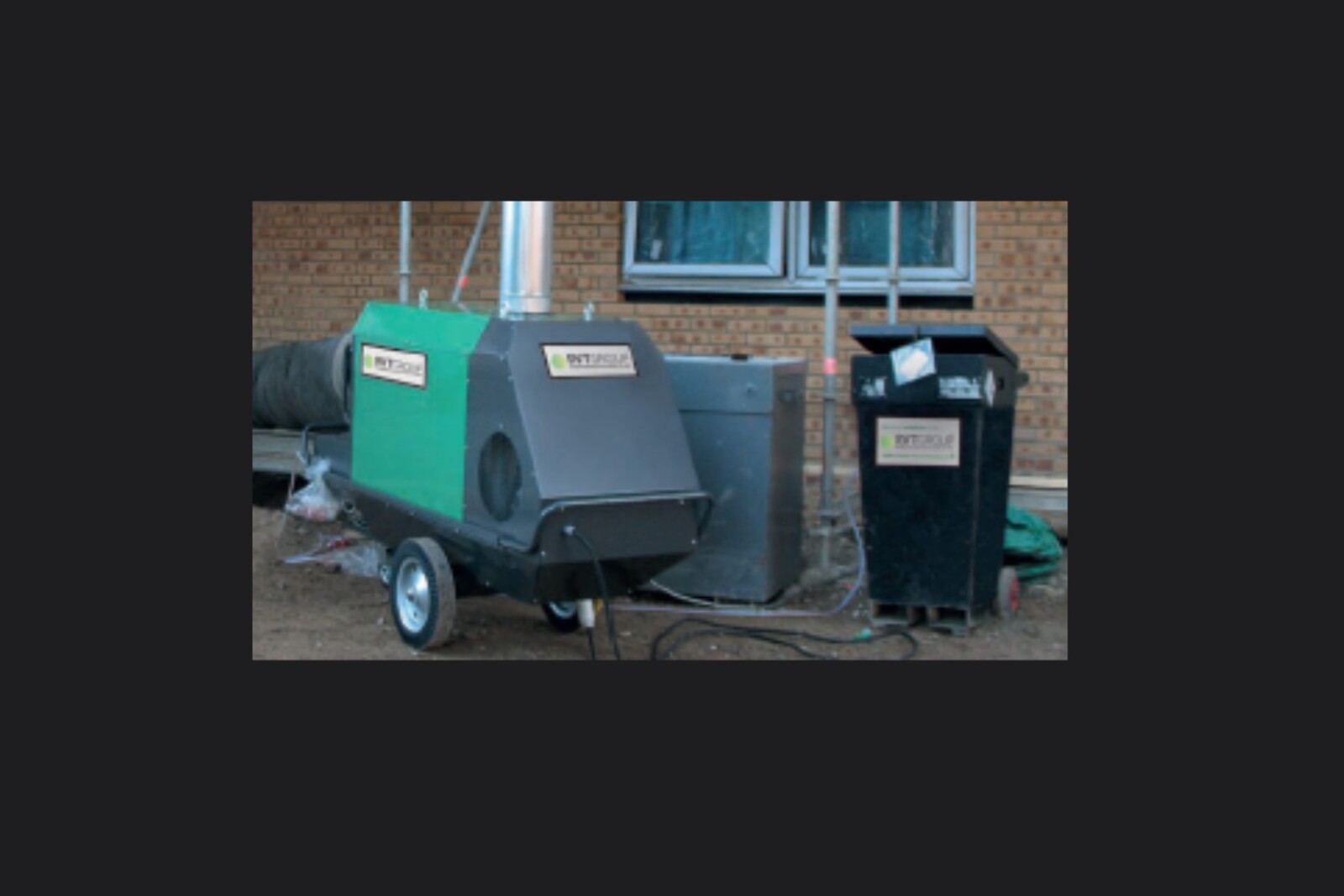 Fuel tank and Climex indirect oil-fired heater drying out newbuild construction