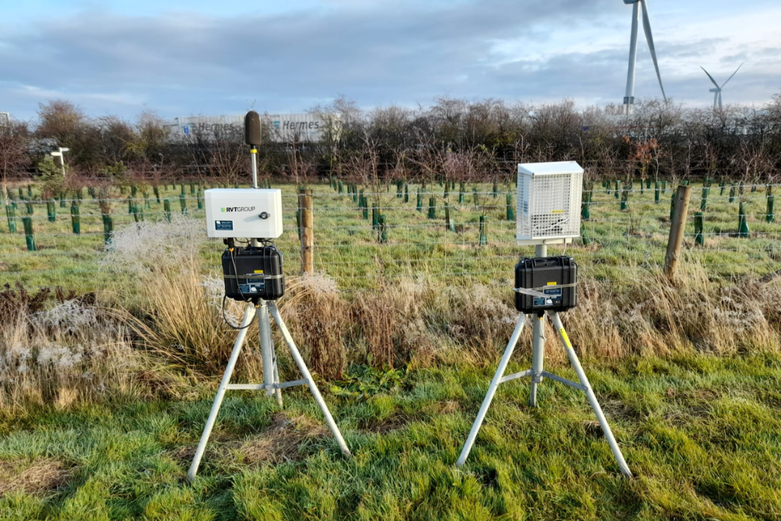 Monitex dust and noise monitors with power packs in a rural location
