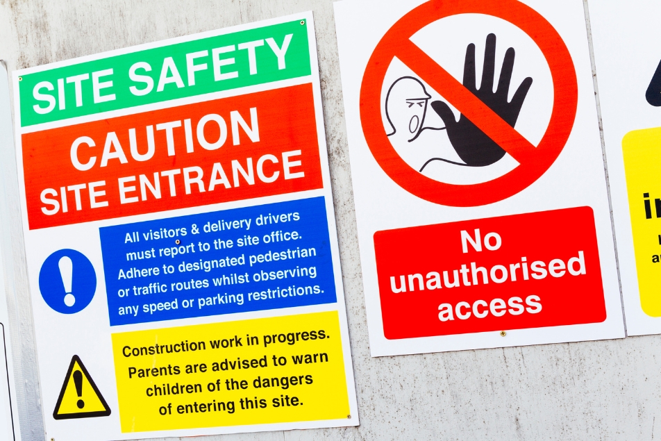 Site health and safety warning signs