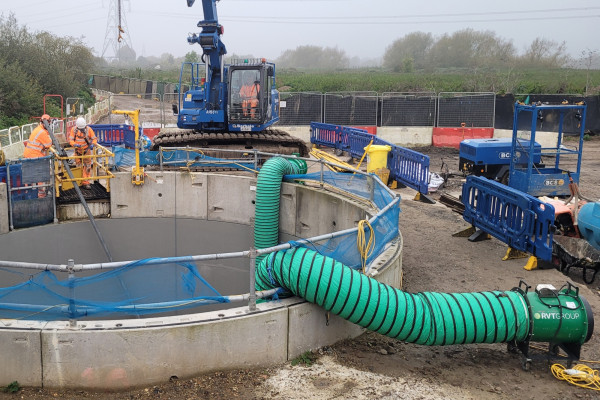 Ventilation forcing fresh air into confined space at WTW