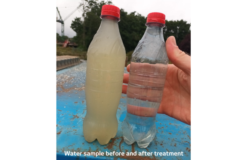 Water sample before and after treatment