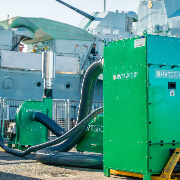 Hot work extraction system on dockside