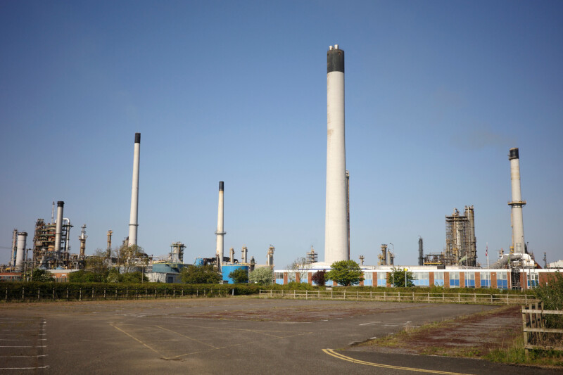 Oil refinery and chimney stacks at South Killingholme