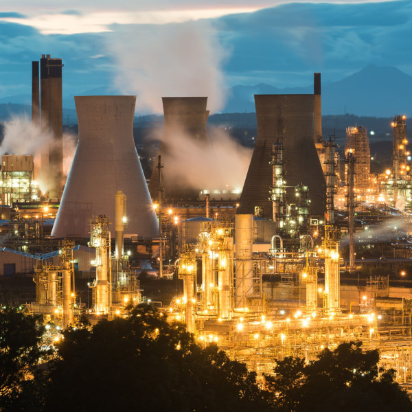 Scottish power station at night