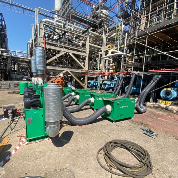 set up at an oil refinery
