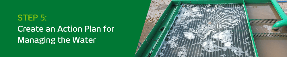banner with step five on it and image of top view of lamella settlement tank