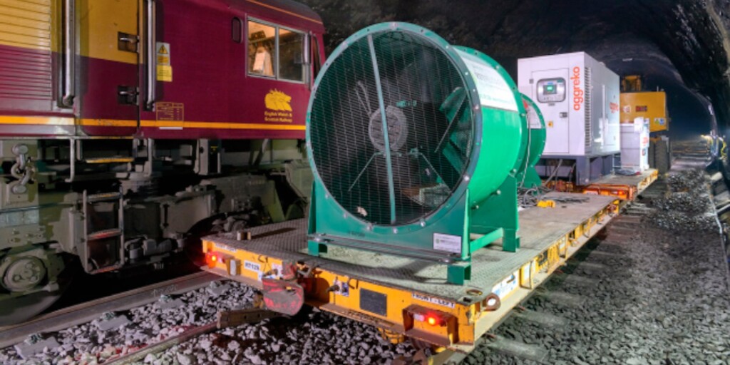 axial fan ventilating a railway tunnel