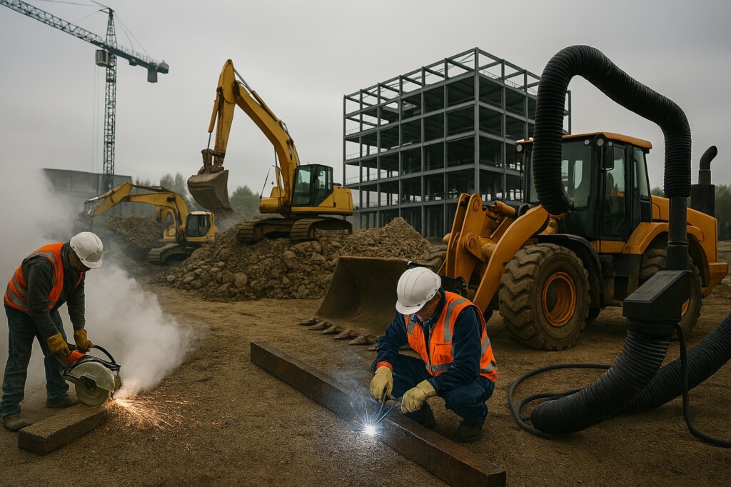 construction site with multple cancer-causing hazards