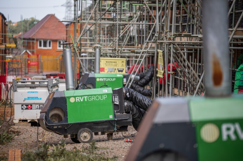 indirect oil-fired heaters at new build construction site