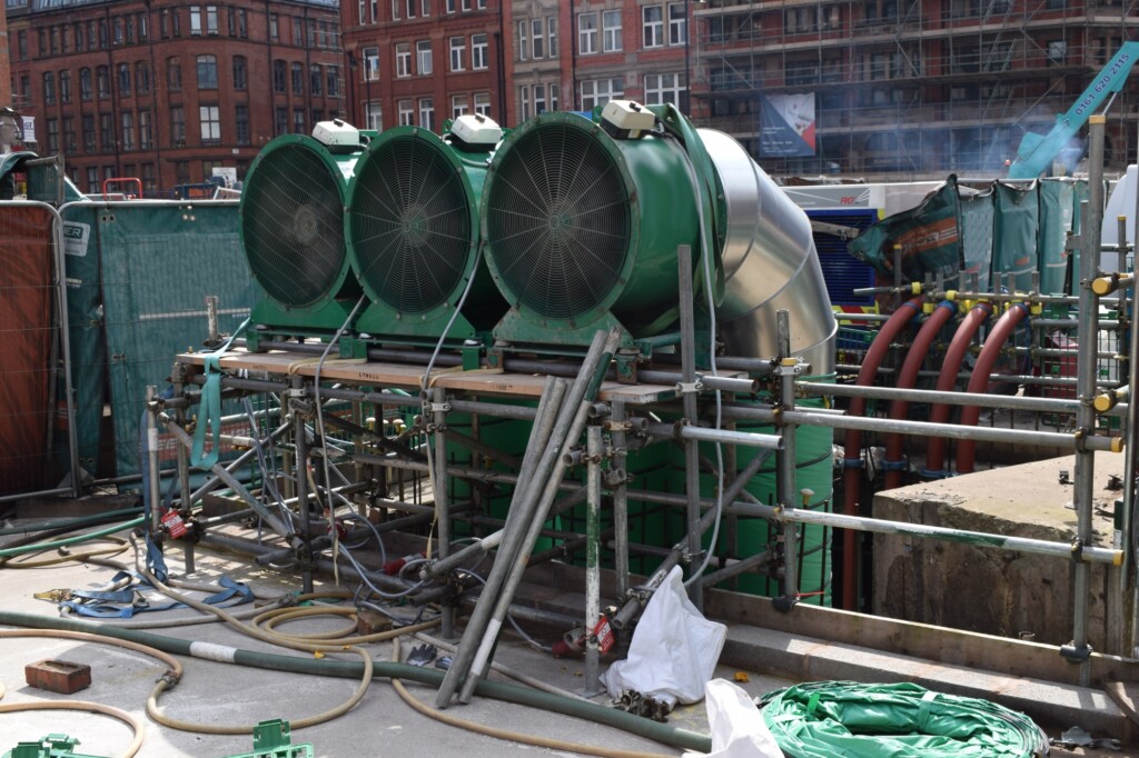 large-scale ventilation for top-down basement project underneath