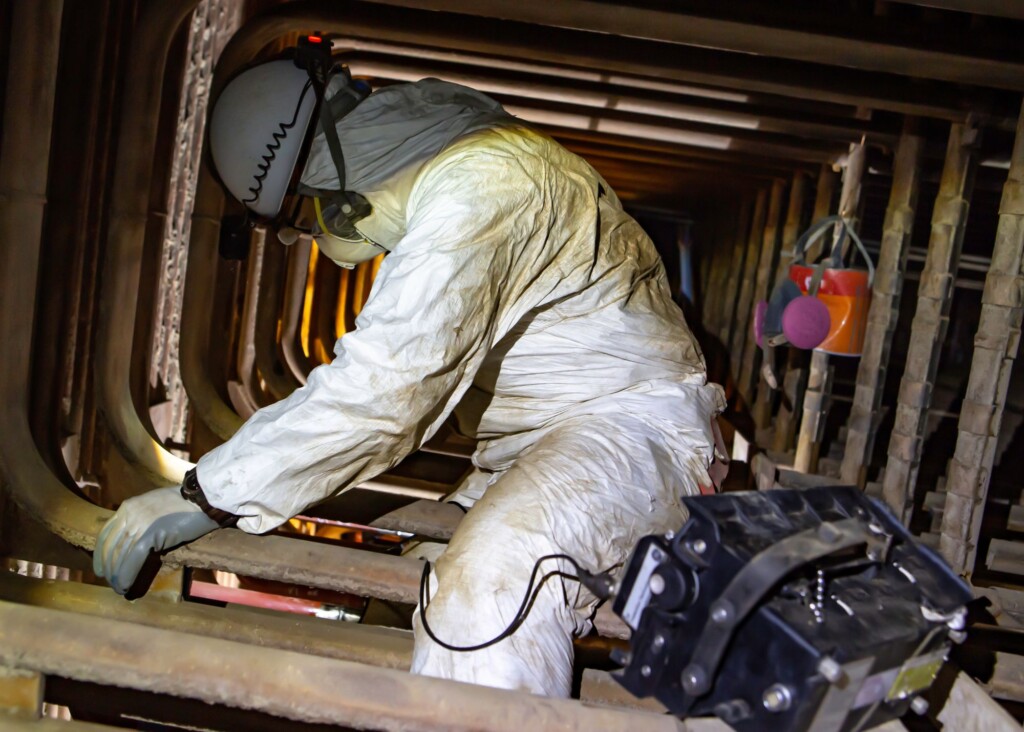 Boiler works being carried out within an energy-from-waste plant. 